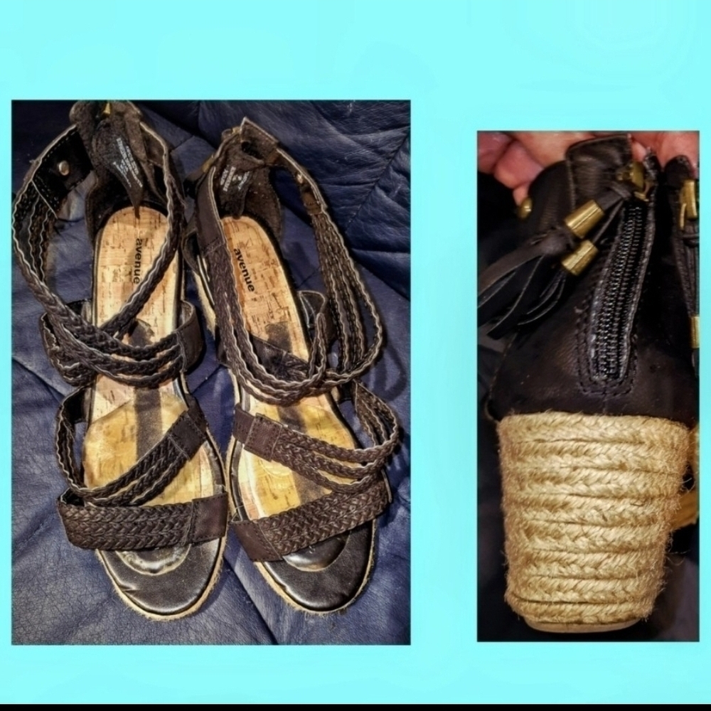 Avenue Black Espadrille Wedge Shoes